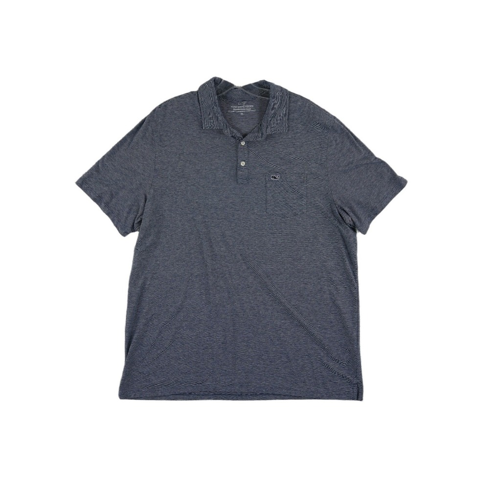 Vineyard Vines Edgartown Polo Men's Size XL Navy Blue Striped Pima Cotton Golf